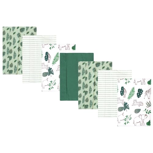 Hudson Baby Unisex Baby Flannel Burp Cloth 7pk, Jungle, One Size