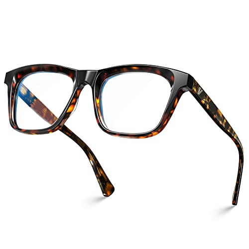 Image of VISOONE Square Blue Light Blocking Glasses TR90 Clear Lens for Women Men BONA