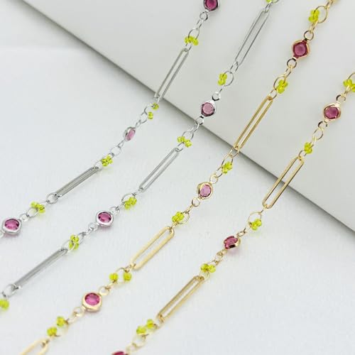 1M Gold Color Stainless Steel Heart 4mm Beads Chain for Bracelets Necklace Ankles Jewelry Making DIY