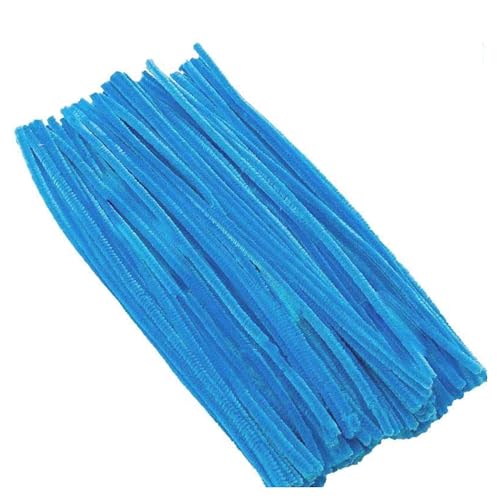 Image of 100Pc Pipe Cleaners Craft Set | Chenille Stem Fuzzy Sticks DIY Craft Supplies for Art Projects Activities, Decorations, Flower Making, Modeling & Sculpting (Blue)