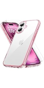 Amazon.co.jp: Peakally iPhone 16 用 ケース クリア レンズ保護2枚と