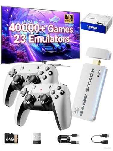 Febotak Console per videogiochi retrò 2025 con oltre 40.000 giochi, 23 emulatori, HDM 4K, doppi controller wireless da 2,4 GHz, sistema Plug & Play [Game Boy Advance]