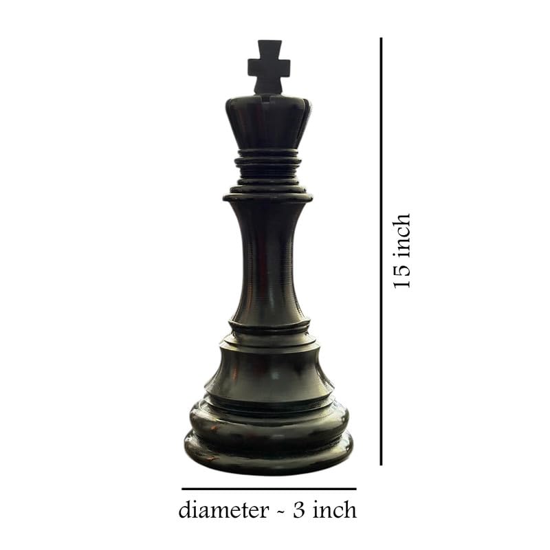 Image of Chess King Statue | Shatranj Raja Statue | Height - 15 Inch | Sculpture for Home Decor | Office Decor | Table Decoration Set of 1 (Black)