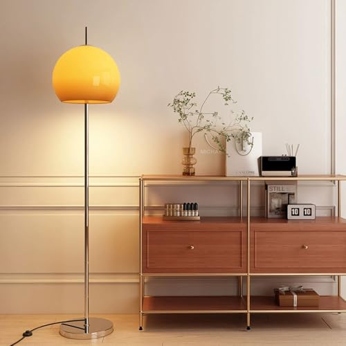 OROILUPU Orange Mushroom Floor Lamp, 66.9' H Retro Floor Lamp with Gradient Orange Dome Glass...