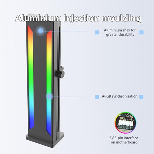 Soporte para GPU con base magnética y ARGB negro miniatura 4