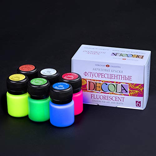 DECOLA Neon Acrylfarben Set | 6 x 20 ml Fluoreszierende Acrylfarbe Leuchtet unter UV-Licht (Schwarzlicht) | Hergestellt… – Bild 7