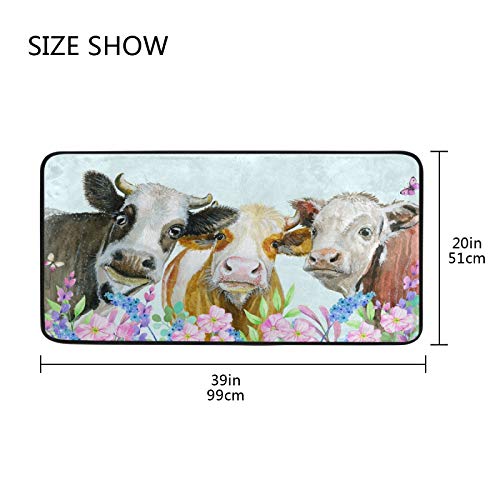 Moyyo Kitchen Mat Watercolor Cows Animal Kitchen Rug Mat Anti-Fatigue Comfort Floor Mat Non Slip Oil Stain Resistant Easy To Clean Kitchen Rug Bath Rug Carpet For Indoor Outdoor Doormat #TOP5