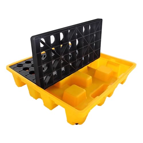 Stackable Low Profile Spill Platform - High Capacity Sump Containment Tray with Drain for Forklifts, Modular Design for Industrial Use, Essential Spill Control Solution