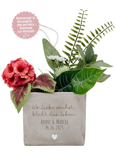 wunderwunsch Geschenk Hochzeit Pflanztopf personalisierter