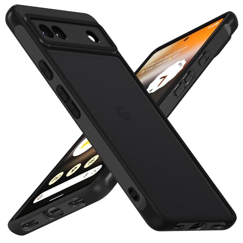 ivoler Funda Mate Negro para Google Pixel 6A, [Protección Lente Cámara] [Protección Militar] Carcasa Protectora Antigolpes Trasera Translúcida Antihuellas Silicona Case