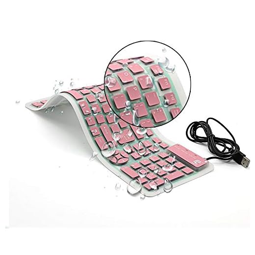 CHINFAI External Keyboard for Laptop Silicone Roll Up Folding Travel Portable Wired USB Keyboard for Tablet Computer PC (Pink)