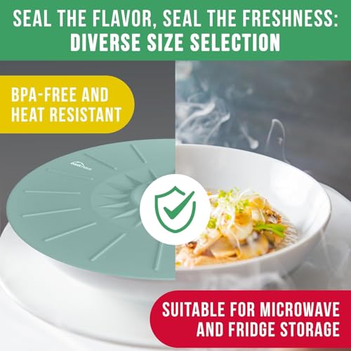 Image of Microwave Cover Silicone Lids - Set of 11 Pieces - Suction Covers for Pots, Pans, Bowls, Cups, Skillets - Splatter Protection - Easy Food Storage - BPA Free