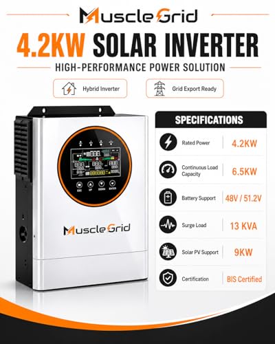 Image of Focus Series Hybrid Solar Inverter 4.2 KW, Runs 6.5 KW Continuous Load 48V /51.2V Batt Sup Upto 800Ah, 6.5KW Continuous Load, 13KVA, 9KW PV Input, Net Metering, BIS Certified SPGS