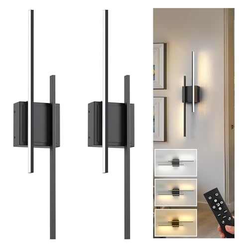 Image of L LOHAS LED Battery Operated Wall Sconces, Set of 2, 10000mAh, Black
