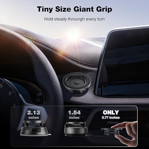 Image of GolbinBox Car Phone Holder for MagSafe [360Rotation] Metal Design iPhone Car Mount,Folding Car Mount [Detachable Base] Strong Magnetic Phone Holder for Car Dash,for iPhone 17 16 15 14 Pro Max, Black