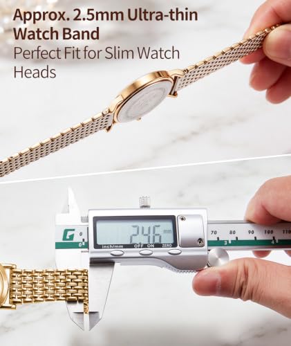 Image of BINLUN Mesh Stainless Steel Watch Band, Ultra Thin Polished Replacement Bracelets with Butterfly Buckle for Men Women, 12 /14 /16 /18 /20 /22mm