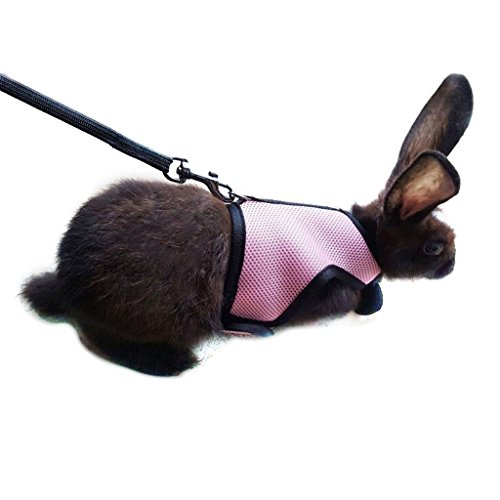 Arnés de conejo para gato que evita tirones chaleco rosa ajustable XL 7