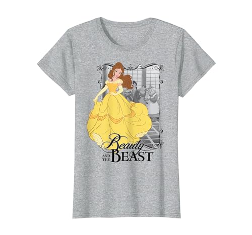 Disney Beauty And The Beast Belle Title T-Shirt, Women, Heather Grey, Small