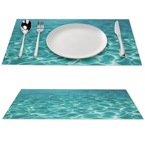 Sets de table antidérapants bleus 45 x 30 cm pour protéger la table du chaud - 2