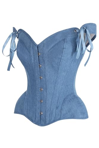 Image of Daisy corsets Women's Daisy Corsets Top Drawer Denim Steel Boned Corset W /Straps