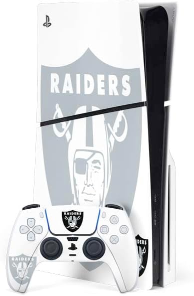 Skinit Decal Gaming Skin Compatible with PS5 Slim Disk Bundle - Officially Licensed NFL Las Vegas Raiders Large Logo Design