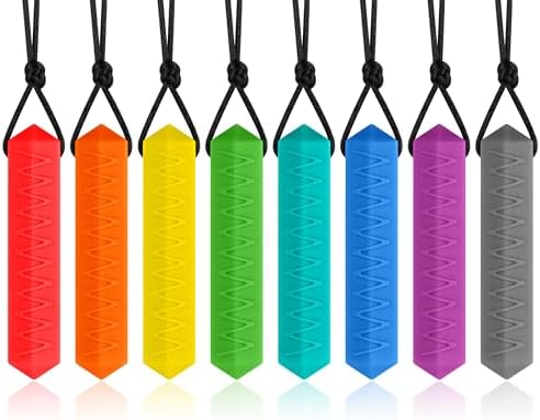 Silicone Sensory Chew Necklaces (6 Pack) - Chewable Necklaces For Autism, ADHD, SPD & Oral Motor Needs