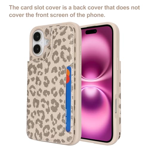 iCoverCase Compatible with iPhone 16 Plus Wallet Phone Case with Card Holder for Women Men, [RFID Blocking] Card Slots PU Leather Protective Wallet Case 6.7 Inch (Beige Leopard) by iCoverCase - Used condition - Image 3
