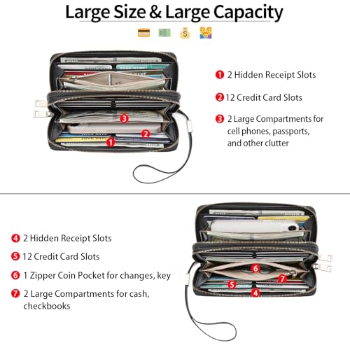 Image of GAEKEAO RFID Leather Wristlet Wallet for Women with Grip Strap
