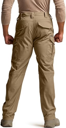 Image of CQR Men's Flex Stretch Tactical Pants, Water Resistant Ripstop Cargo Pants, Lightweight EDC Outdoor Work Hiking Pants