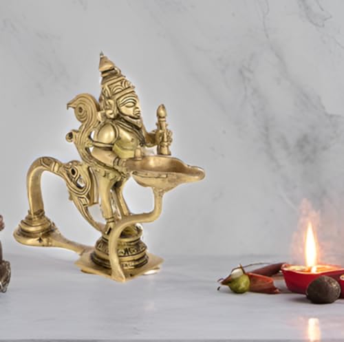 Purpledip Rzadki i wyjątkowy czysty mosiądz Brahma Aarti Deepak (10224)