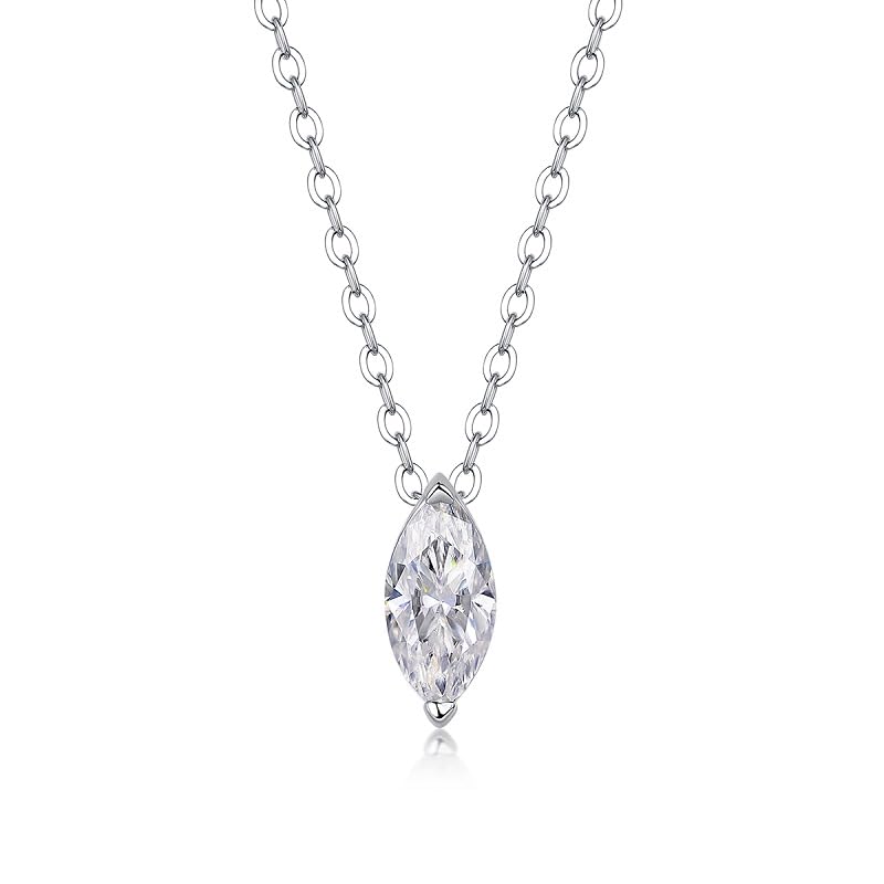 Collier femme moissanite goutte d'eau argent 925 plaqué or blanc 18 carats