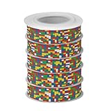 Zhirexin Colorful Jigsaw Puzzle Fabric Ribbons,25 Yards Holiday Decorative Ribbon for Wrapping, Christmas Tree Ornaments Bow Making