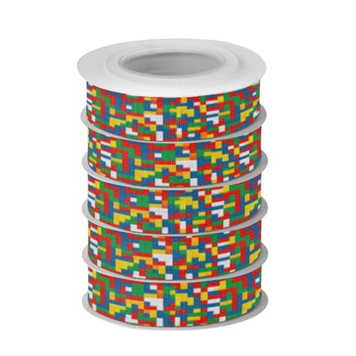 Zhirexin Colorful Jigsaw Puzzle Fabric Ribbons,25 Yards
