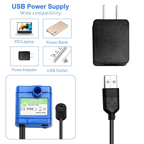Bomba de repuesto para fuente de agua para gatos 2.5L USB miniatura 4