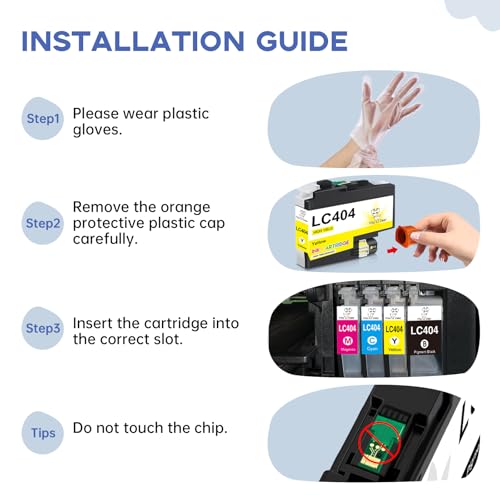Image of Miss Deer LC404 Ink Cartridges Compatible Replacement for Brother LC404 LC404 XL LC-404,Work for Brother MFC-J1205W MFC-J1215W MFC-J1205W XL Printer, 4-Pack