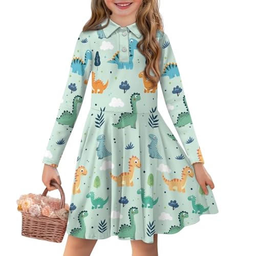 Dress for Girls 3-16Y Long Sleeve Dresses Uniform Dress Midi Dresses3