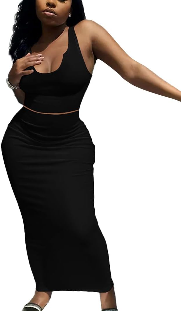 Nimsruc 2 Piece Outfits Women Sexy Bodycon Skirt Set