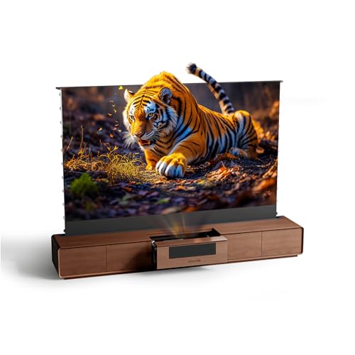 Julycode 100''&120''Floor-Rising Screen Laser TV Cabinet & UST Projector Home Cinema (120''Floor-Rising Screen Laser Cabinet & AWOL 3500)