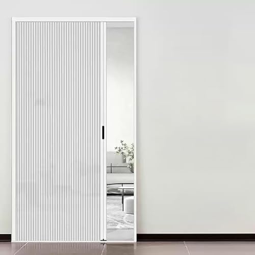 Retractable No-Drill Accordion Door, Aluminum Frame, 64x85in