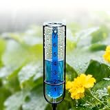 DreaMayndic Rain Gauge Outdoor Plastic Garden: High-Contrast Blue Scale Read 20Ft, Shatterproof -30°F, Stable Stake Won't Tip, Easy Install for Lawn Yard Patio