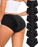 FINETOO 6 Pack Womens Seamless Underwear Full Coverage No Show Hipster Panties Sexy Stretchy Briefs Plus Size...