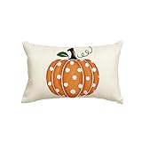 AVOIN colorlife Fall Polka Dots Pumpkin Throw Pillow Cover 12x20 Inch, Seasonal Autumn Thanksgiving Harvest Decoration for Home Sofa Couch