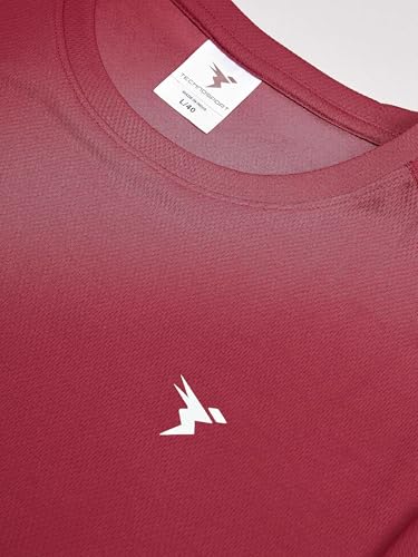 Image of TECHNOSPORT Men's Slim Fit Polyester Activewear Sports T-Shirt with Moisture-Wicking Comfort for Workout, Running & Gym