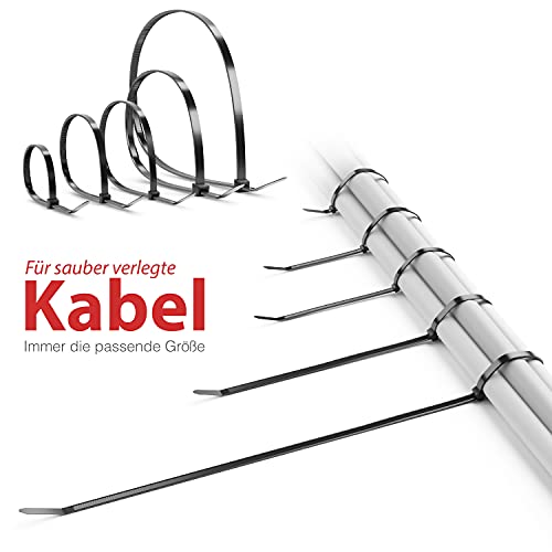 Kabelbinder HeiGroup HeiKab 500er Set, UV-Beständig, 5 Größen