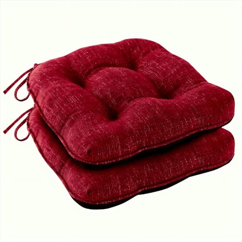 IPYNBAP Chair Cushions for Dining Chairs Set of 2, 15.5"x15.5"x4", Red