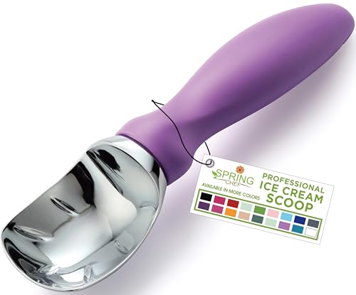 Image of Spring Chef Heavy Duty Metal Ice Cream Scoop with Soft Grip Handle, Orchid