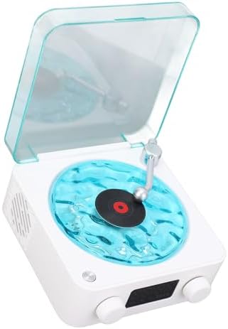 Leftwei Waves Bluetooth Speaker Portable, White Noise Record Player Speaker with Ocean Waves Rain Sounds, Adjustable Ambient Lighting 360 Surround Sound for Office Home