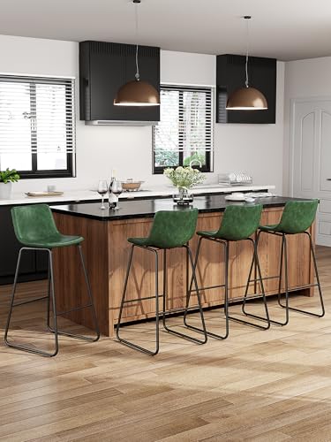 Image of 30in Bar Stools Counter Height Chairs Set of 6 Metal Legs (Green)