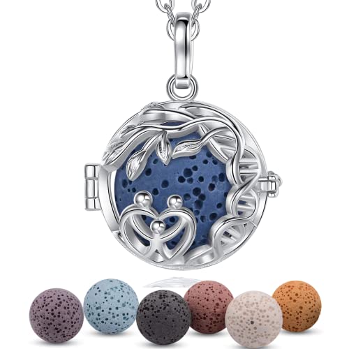INFUSEU Collier Aromathérapie, DNA Arbre de Vie Famille Diffuseur Pendentif Boho Huile Essentielle Long Bijoux Cadeau pour Elle Cover