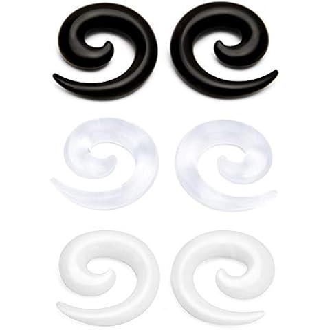 Briana Williams 3 pairs 2G 6mm Acrylic Spiral Snail Ear Tapers Plugs Lobe Ear Expander Stretching Earlobe Piercing Jewelry Cover